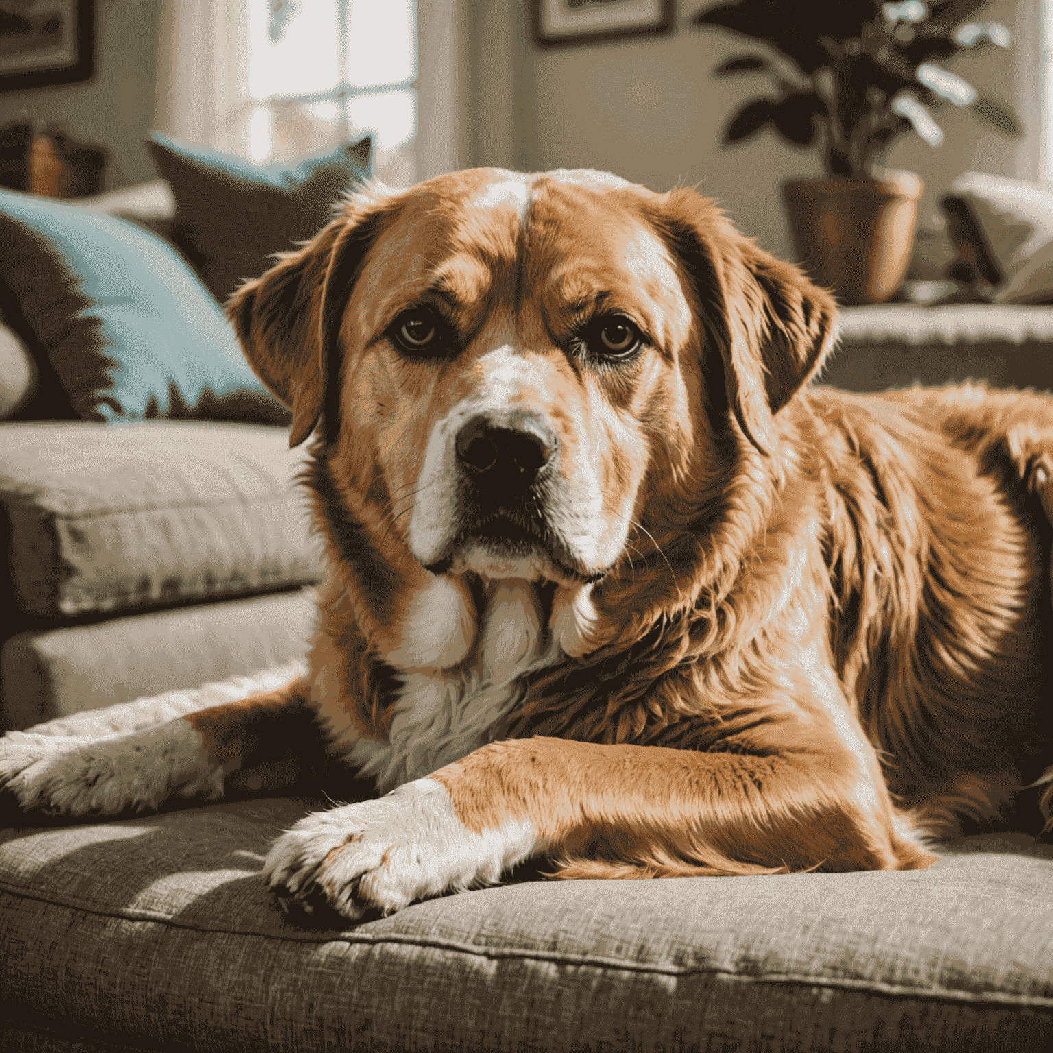 An older dog resting comfortably in a foster home, showcasing the importance of fostering senior pets