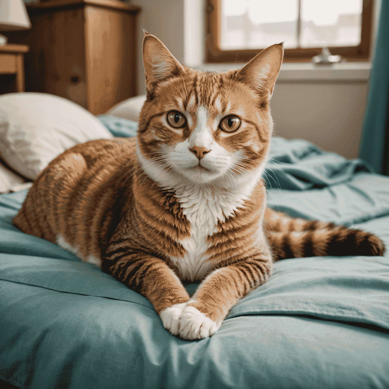A cat recovering from surgery in a comfortable foster home setting, illustrating the need for medical foster care